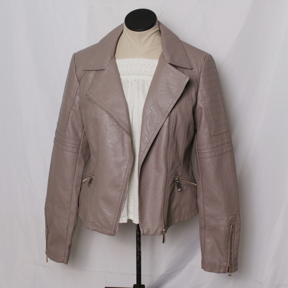 Faux Leather Jacket Mauve